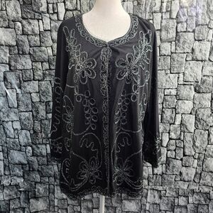 Saint Tropez West Black Embellished Blouse Size 2X
